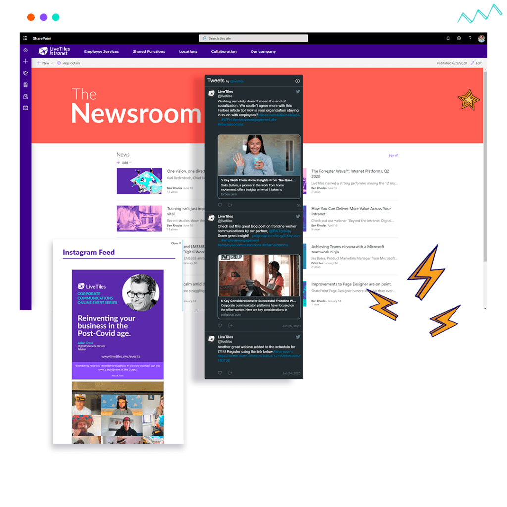 SharePoint Intranet News screenshots with LiveTiles