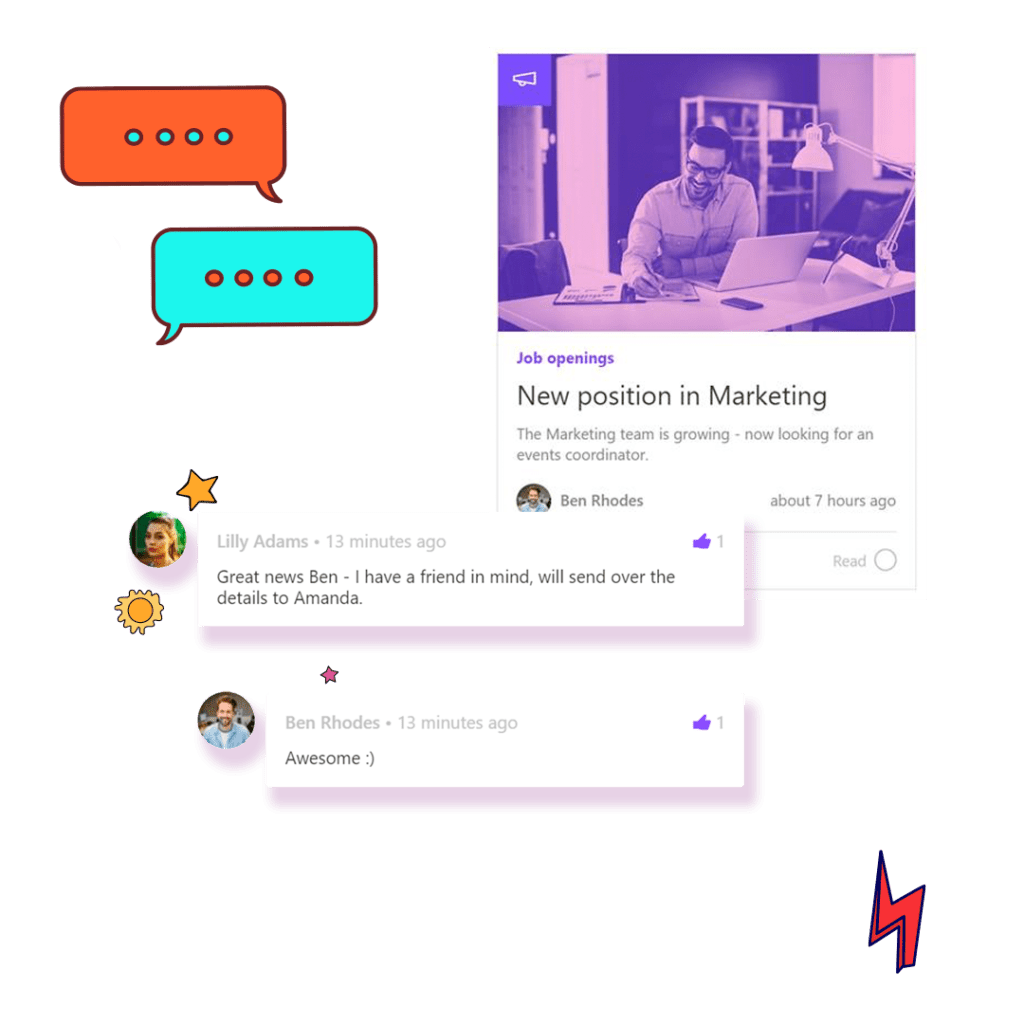 LiveTiles Enterprise Intranet communication tool example