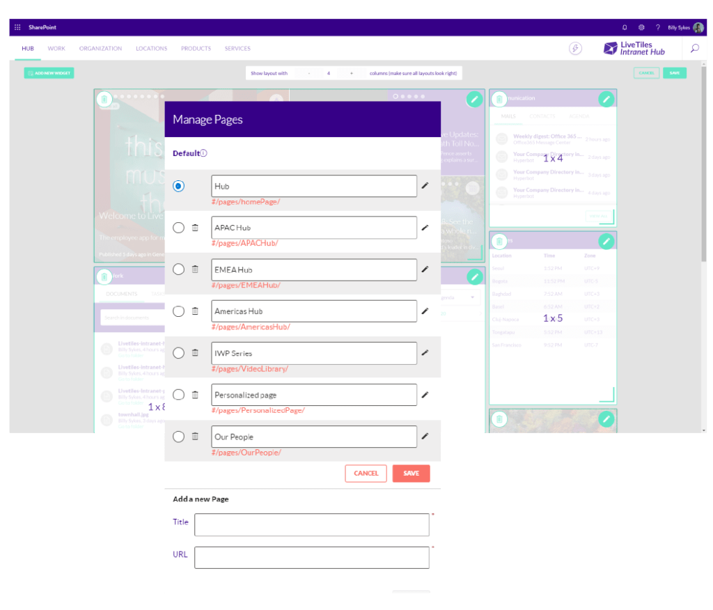 INtranet in a box Page Management with LiveTiles screenshots