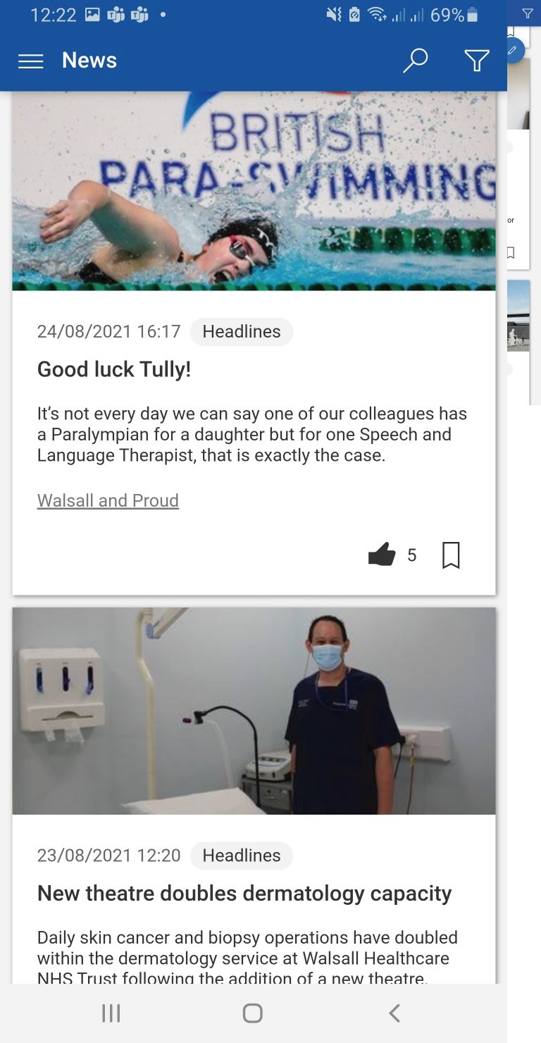 Walsall-nhs-intranet-reach-paraswimming-screenshot