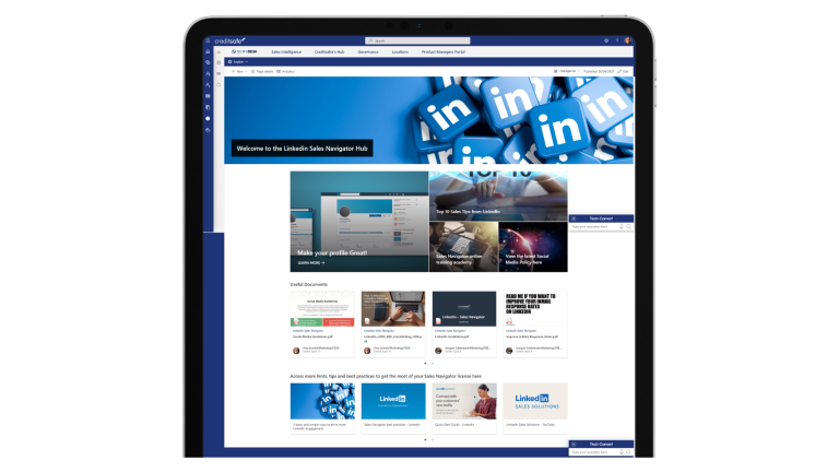 Creditsafe Sharepoint Intranet portal running on LiveTiles Intranet